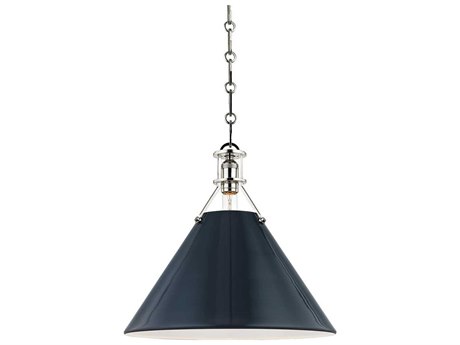 Hudson Valley Painted 1-Light Polished Nickel Blue Pendant