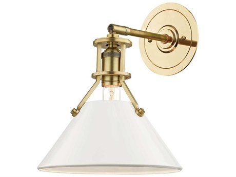 Hudson Valley Painted 1-Light Aged Brass Off White Wall Sconce