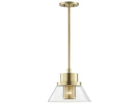 Hudson Valley Paoli 1-Light Aged Brass Clear Glass Empire Mini Pendant
