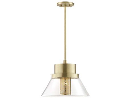 Hudson Valley Paoli 1-Light Aged Brass Clear Glass Empire Pendant