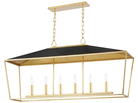 Hudson Valley Paxton 6-Light Gold Leaf Black LED Island Pendant