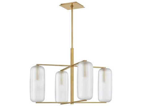 Hudson Valley Pebble 4-Light Aged Brass Glass Pendant