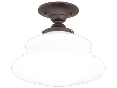 Hudson Valley Petersburg 1-Light Old Bronze Yellow Glass Semi Flush Mount