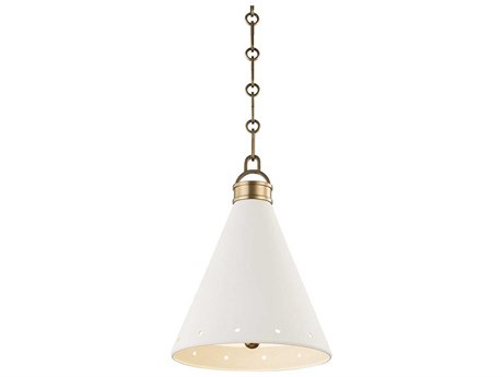 Hudson Valley Plaster 1-Light Aged Brass White Mini Pendant