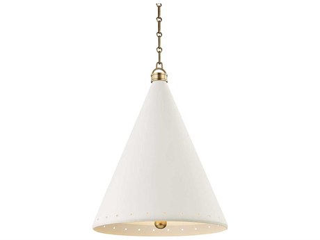 Hudson Valley Plaster 2-Light Aged Brass White Pendant