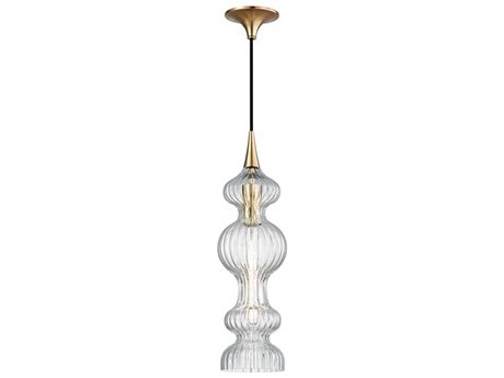 Hudson Valley Pomfret 1-Light Aged Brass Clear Glass Mini Pendant