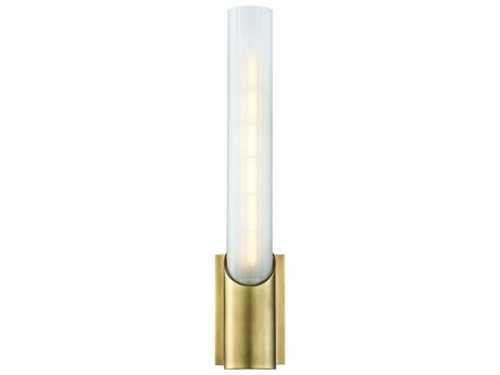 Hudson Valley Pylon 1-Light Aged Brass White Glass LED Wall Sconce