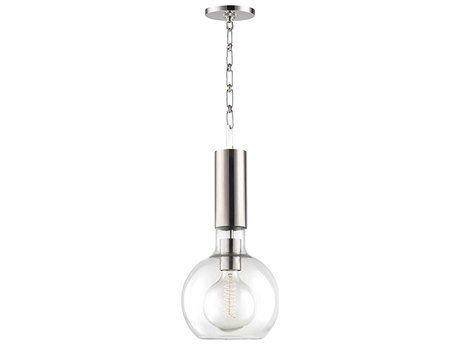 Hudson Valley Raleigh 1-Light Polished Nickel Clear Glass Globe Round Mini Pendant