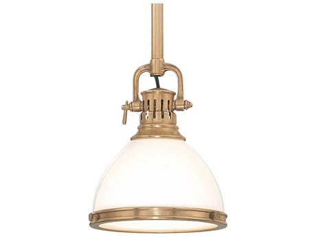 Hudson Valley Randolph 1-Light Aged Brass Off White Glass Bell Mini Pendant