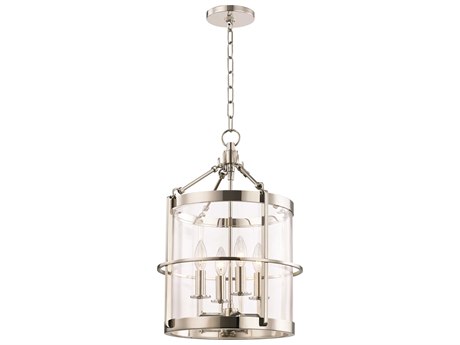 Hudson Valley Ren 4-Light Polished Nickel Clear Glass Candelabra Cylinder Chandelier