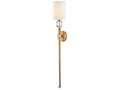Hudson Valley Rockland 1-Light Aged Brass White Crystal Glass Wall Sconce