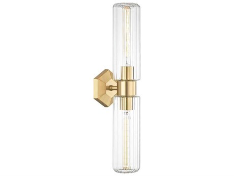 Hudson Valley Roebling 2-Light Aged Brass Glass Wall Sconce
