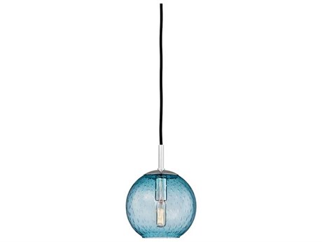 Hudson Valley Rousseau 1-Light Polished Chrome Blue Glass Mini Pendant