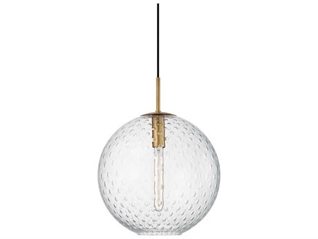 Hudson Valley Rousseau 1-Light Aged Brass Clear Glass Pendant