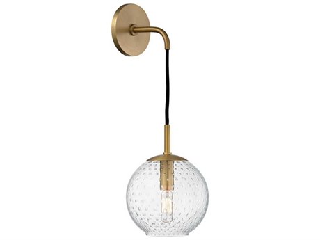 Hudson Valley Rousseau 1-Light Aged Brass Clear Glass Wall Sconce