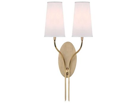 Hudson Valley Rutland 2-Light Aged Brass White Wall Sconce