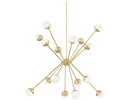 Hudson Valley Saratoga 16-Light6-Light Aged Brass Glass LED Bowl Globe Linear Chandelier