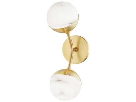 Hudson Valley Saratoga 2-Light Aged Brass Glass LED Wall Sconce