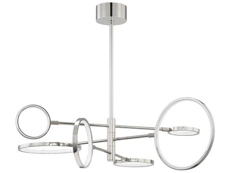Hudson Valley Saturn 6-Light Polished Nickel Glass LED Geometric Round Tiered Chandelier