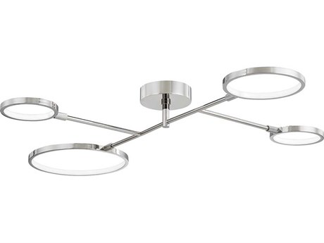 Hudson Valley Saturn 4-Light Polished Nickel Glass LED Round Semi Flush Mount