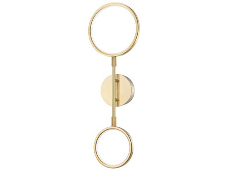 Hudson Valley Saturn 2-Light Aged Brass Glass LED Wall Sconce