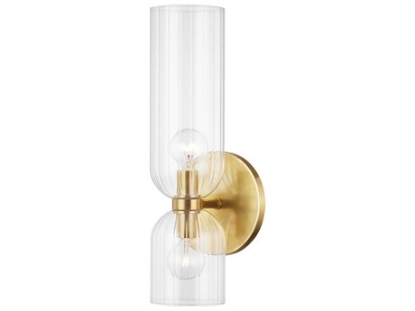 Hudson Valley Sayville 2-Light Aged Brass Glass Wall Sconce