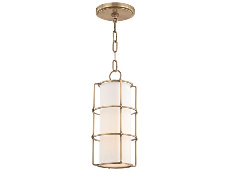 Hudson Valley Sovereign 1-Light Aged Brass Off White LED Cylinder Mini Pendant