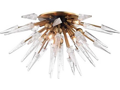 Hudson Valley Sparta 6-Light Aged Brass Clear Flush Mount