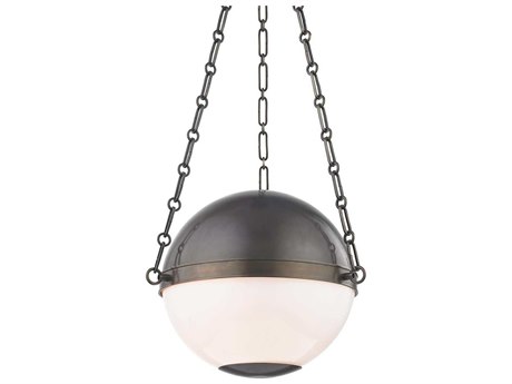 Hudson Valley Sphere 2-Light Distressed Bronze White Glass Globe Pendant