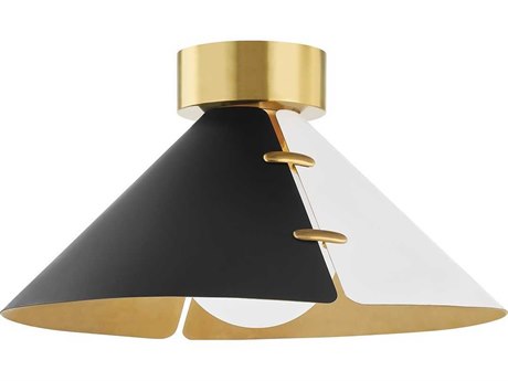 Hudson Valley Split 1-Light Aged Brass Flush Mount