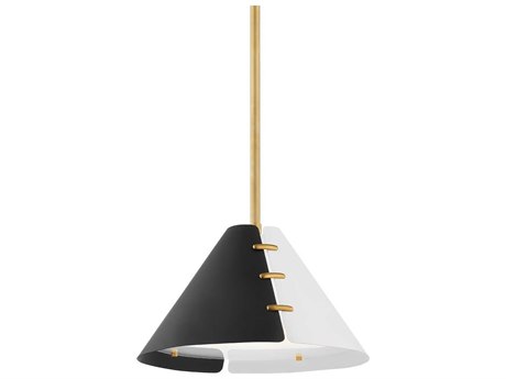 Hudson Valley Split 1-Light Aged Brass Pendant