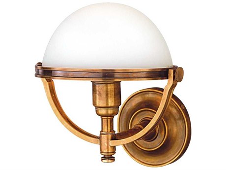 Hudson Valley Stratford 1-Light Aged Brass Off White Glass Wall Sconce