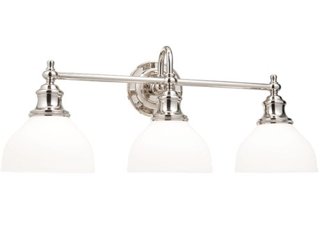 Hudson Valley Sutton 3-Light Polished Nickel Off White Glass Vanity Light