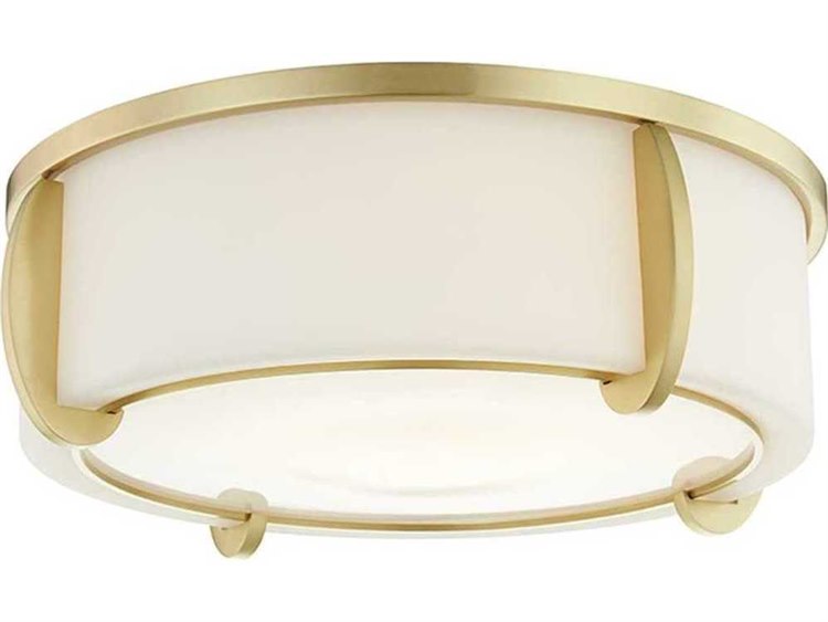 Photos - Chandelier / Lamp Talon Hudson Valley  3-Light Aged Brass Yellow Glass Drum Flush Mount 4616-AGB 