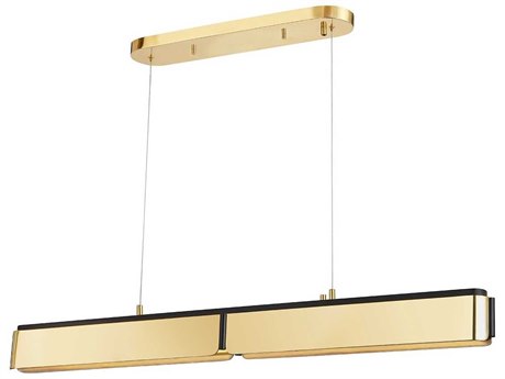 Hudson Valley Tribeca 2-Light Aged Brass Black LED Linear Island Pendant