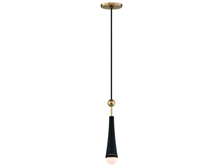 Hudson Valley Tupelo 1-Light Aged Brass Black White Glass LED Mini Pendant