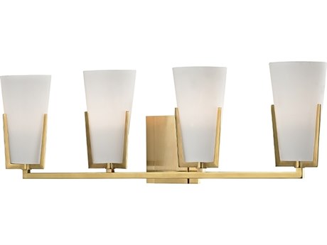 Hudson Valley Upton 4-Light Aged Brass Off White Glass Vanity Light