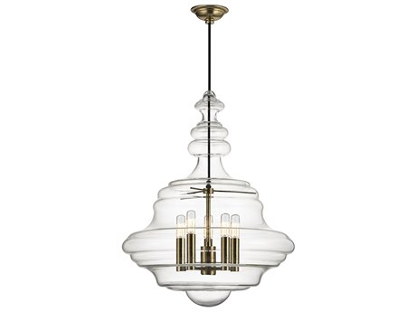 Hudson Valley Washington 5-Light Aged Brass Clear Glass Candelabra Chandelier