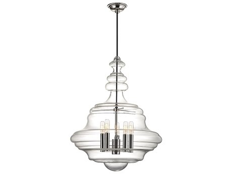Hudson Valley Washington 5-Light Polished Nickel Clear Glass Candelabra Chandelier