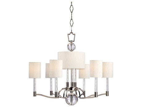 Hudson Valley Waterloo 9-Light Polished Nickel Off White Crystal Candelabra Chandelier