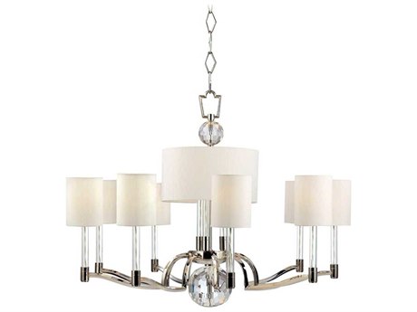Hudson Valley Waterloo 12-Light Polished Nickel Off White Crystal Candelabra Chandelier