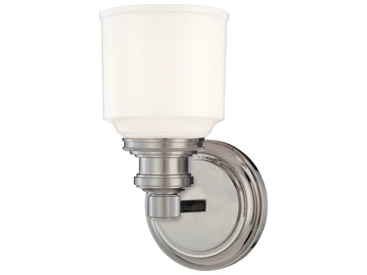 Photos - Chandelier / Lamp NICKEL Hudson Valley Windham 1-Light Satin  Off White Glass Wall Sconce 3401-SN 