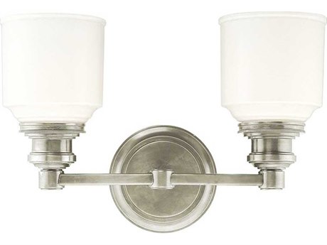 Hudson Valley Windham 2-Light Satin Nickel Off White Glass Vanity Light