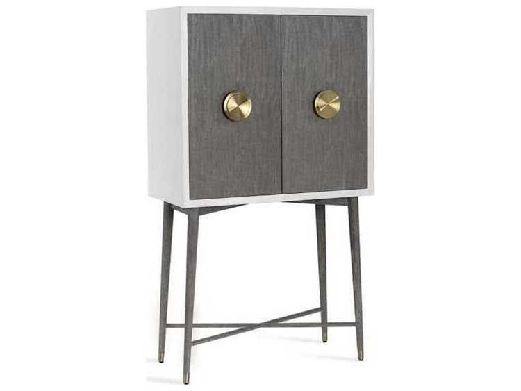 Interlude Home White Lacquer/ Grey Wash Oak/ Brushed Brass Bar