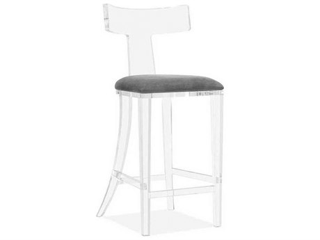 Interlude Home Tristan Upholstered Clear Nimbus Grey Bar Stool