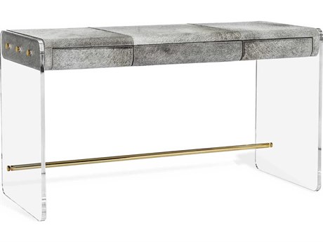 Interlude Home Cora Natural Grey Clear Polished Brass Secretary Desk