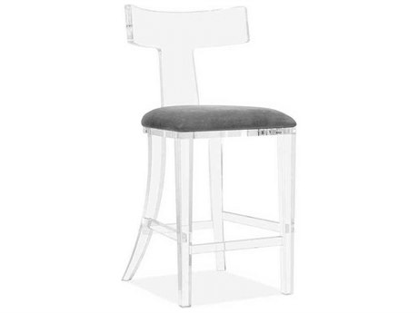 Interlude Home Tristan Upholstered Clear Nimbus Grey Counter Stool