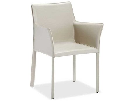 Interlude Home Leather Beige Upholstered Arm Dining Chair