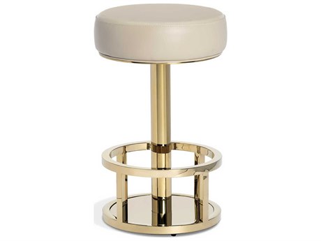 Interlude Home Drake Swivel Cream Latte Polished Brass Counter Stool