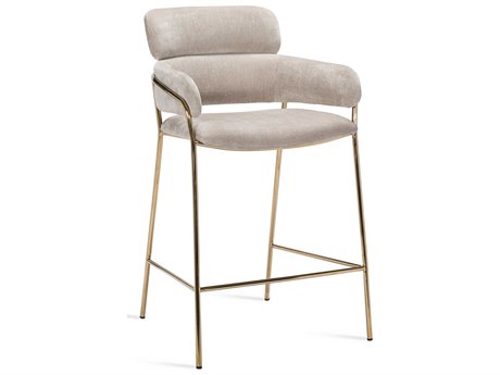 Interlude Home Marino Beige Latte Gold Upholstered Counter Stool